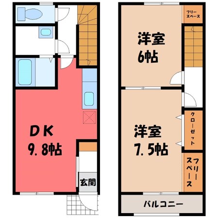 東武動物公園駅 バス40分  役場入口下車：停歩17分 1-2階の物件間取画像